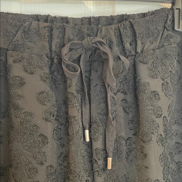 ZARA BLACK VELVET SEMI LINED FLORAL LACE BALLOON DRAWSTRING JOGGERS PANTS SZ MED - Picture 5 of 14